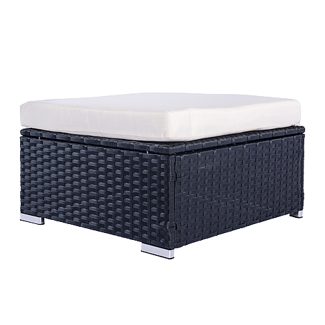 Dunham Black Rattan corner with white cushions